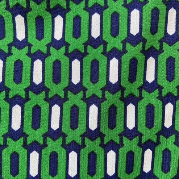 Green Geometric Print Sleeveless Dress Mod Style - Picture 2 of 3
